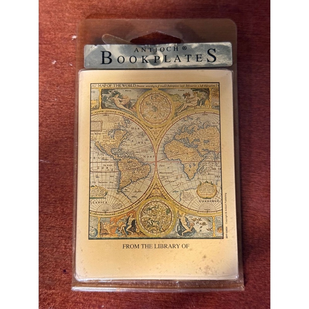 Antioch Bookplates Vintage Map of the World Library Labels BPP-03654 New